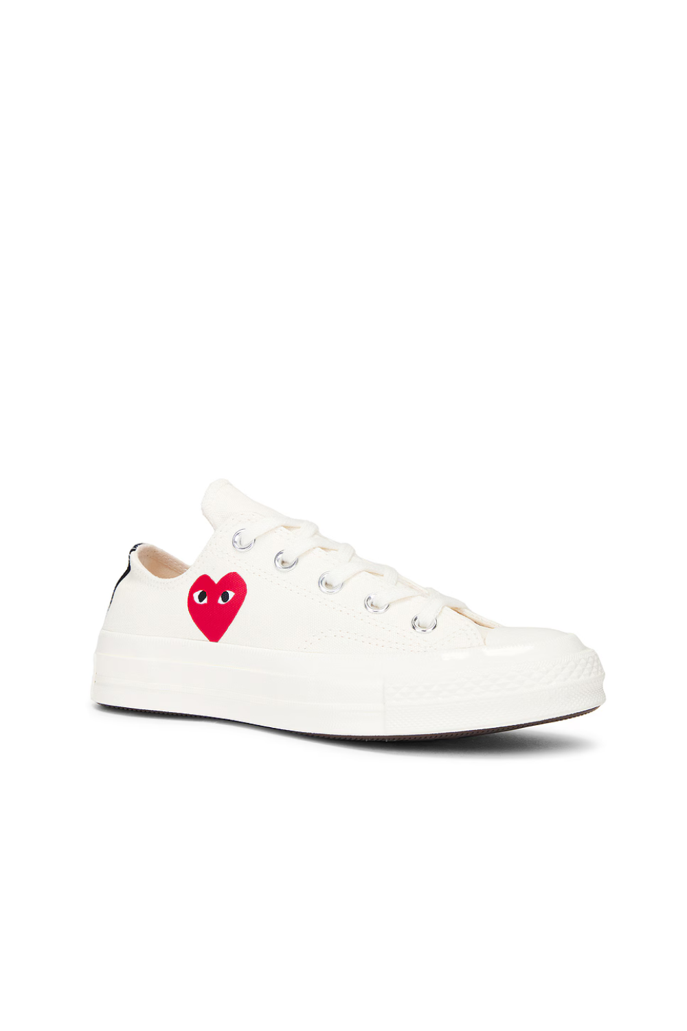 Flat lay of Comme des Garçons PLAY Low Top side/front view