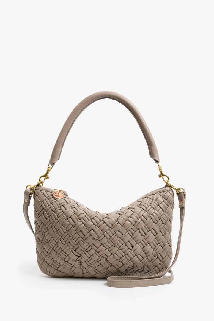 Flay lay of Clare V. Petit Moyen Messenger front view
