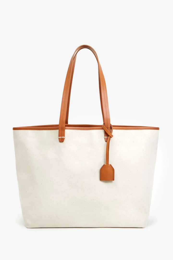 Flat lay of Clare V. Volie Tote front view