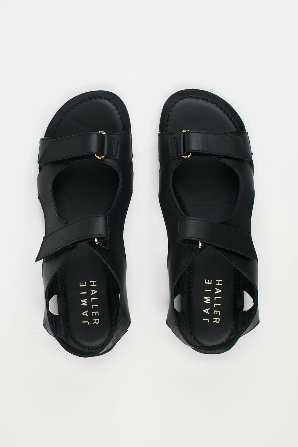 Flat lay of Jamie Haller The Walking Sandal In Leather top view