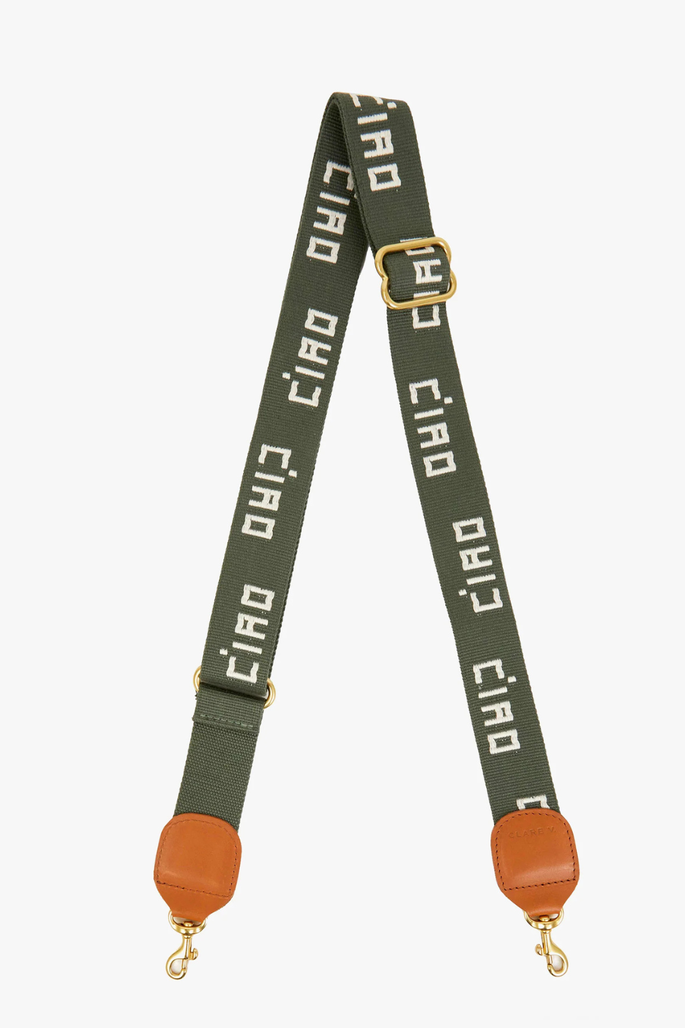 Flat lay of Clare V. Adjustable Crossbody Strap front view