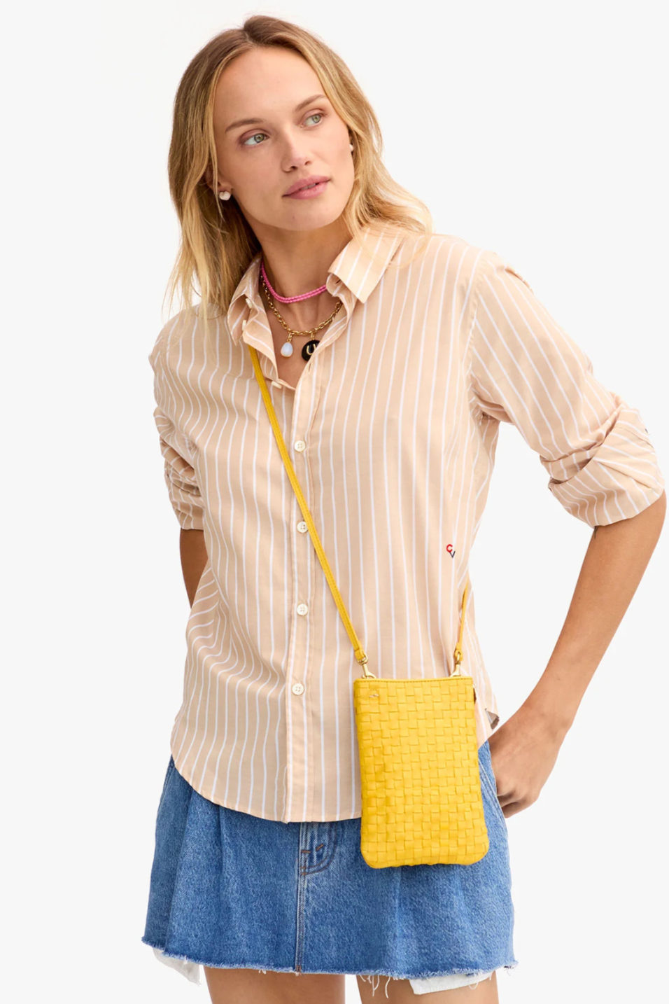 Model wearing Clare V. Poche front view