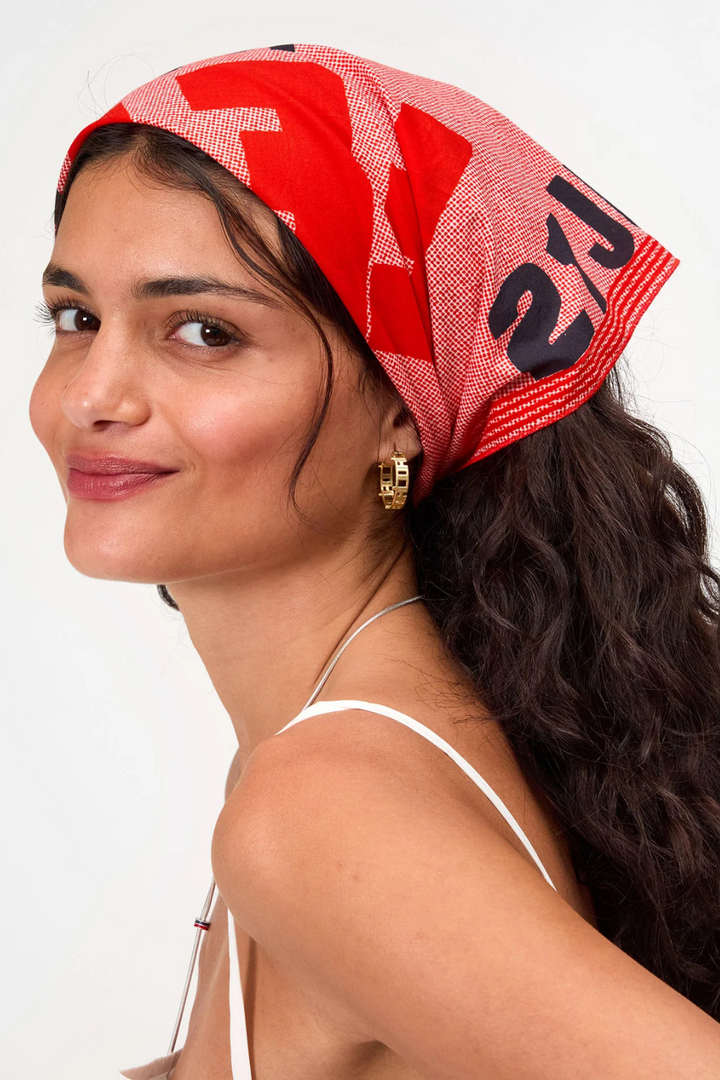 Model wearing Clare V. Bandana front view