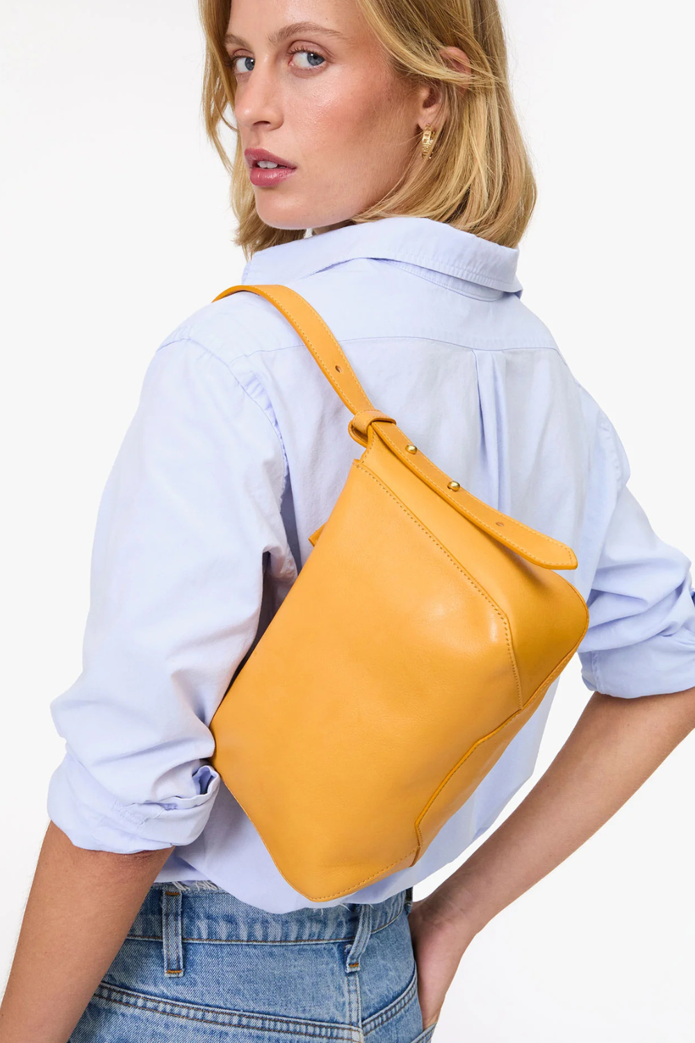 Model wearing Clare V. Fleurine front view