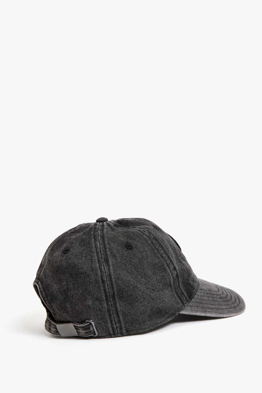 Flat lay of Clare V. Denim Baseball Hat rear/side view