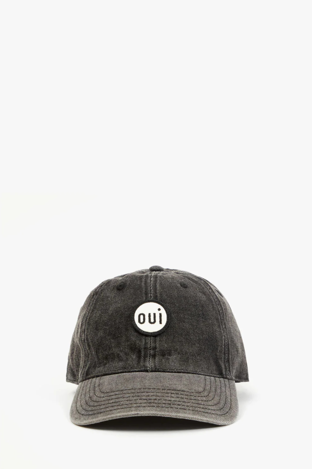 Flat lay of Clare V. Denim Baseball Hat front view