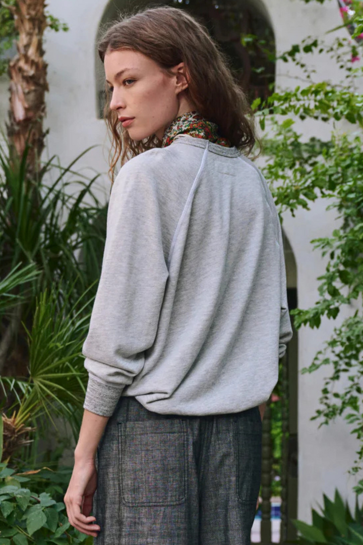 Model wearing The Great The College Sweatshirt w/ Running Horses rear view