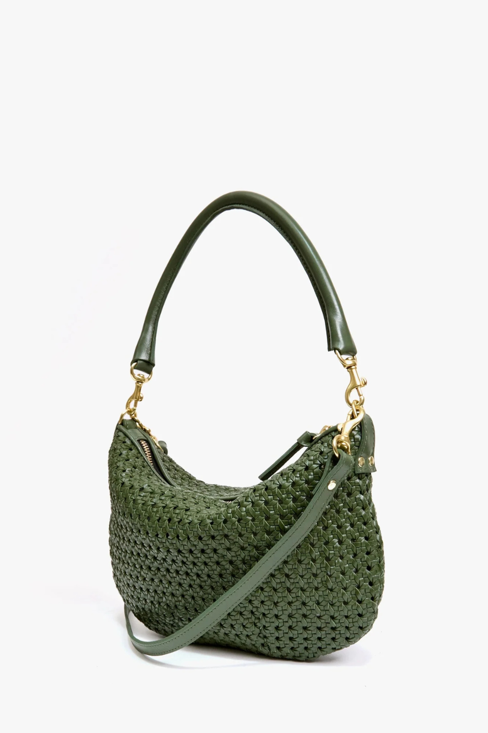 Flat lay of  Clare V. Petit Moyen Messenger front view