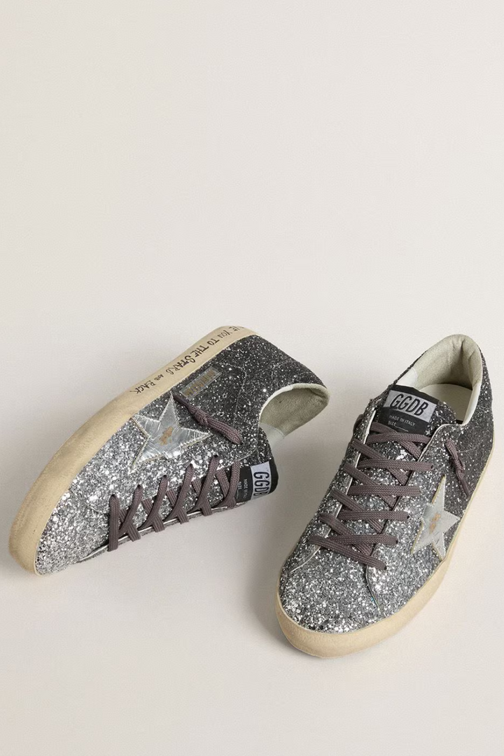 Flat lay of Golden Goose Super Star Classic With List top view