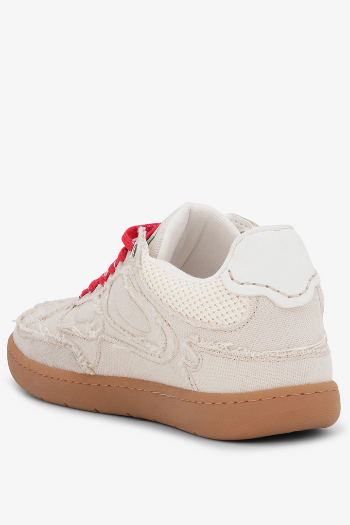 Flat lay of Ganni 08 Canvas Raw Edge Sneaker rear view