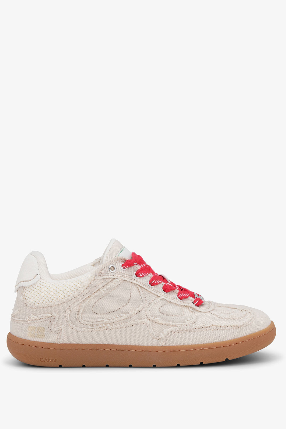 Flat lay of Ganni 08 Canvas Raw Edge Sneaker side view