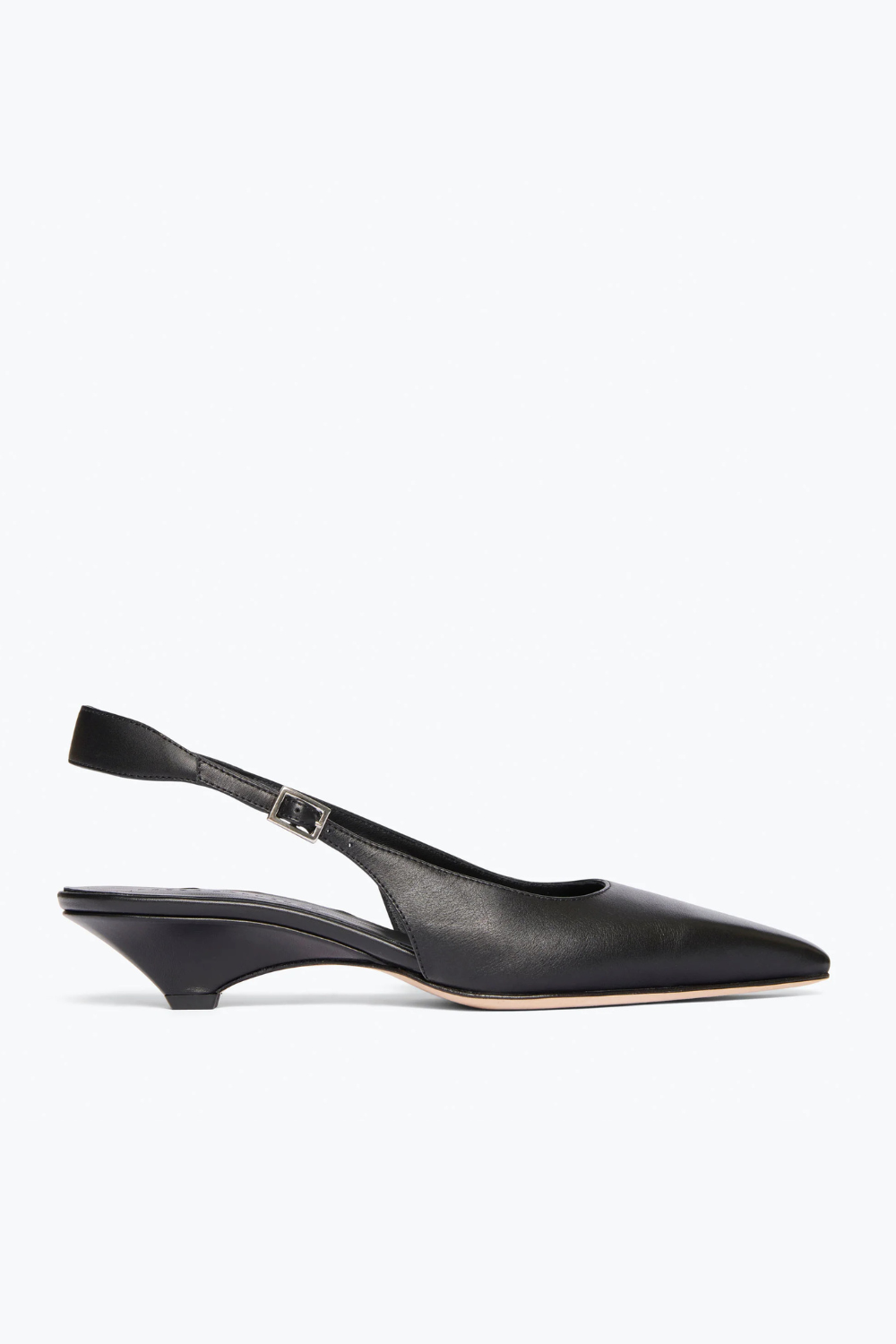 Flat lay of Frēda Salvador Vivian Mid Heel Wedge Slingback side view