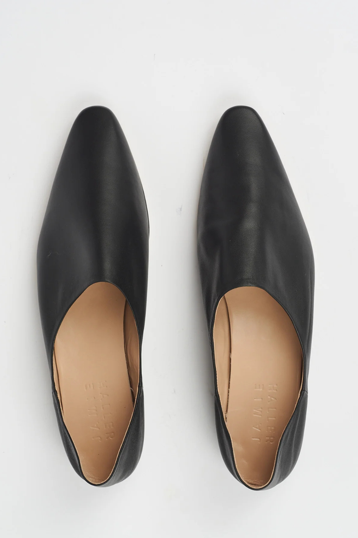 Flat lay of Jamie Haller The Mule top view