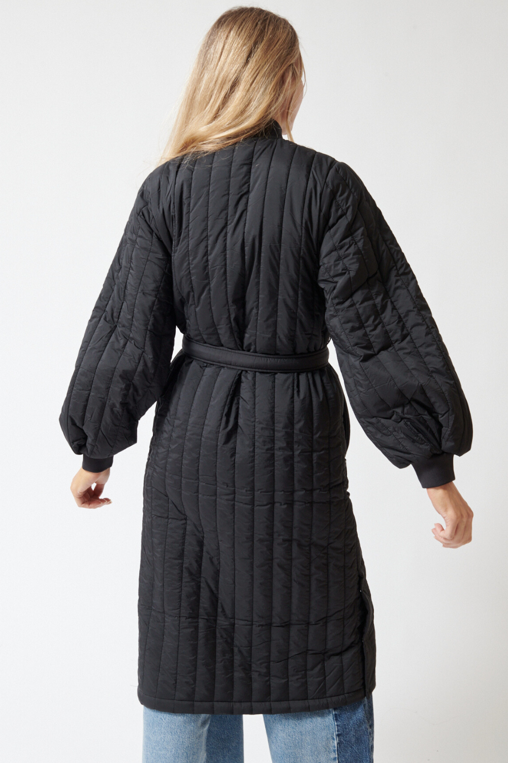 Mari wearing Rains Banja Liner W Coat rear view