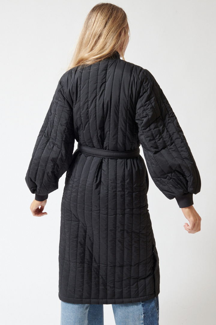 Mari wearing Rains Banja Liner W Coat rear view