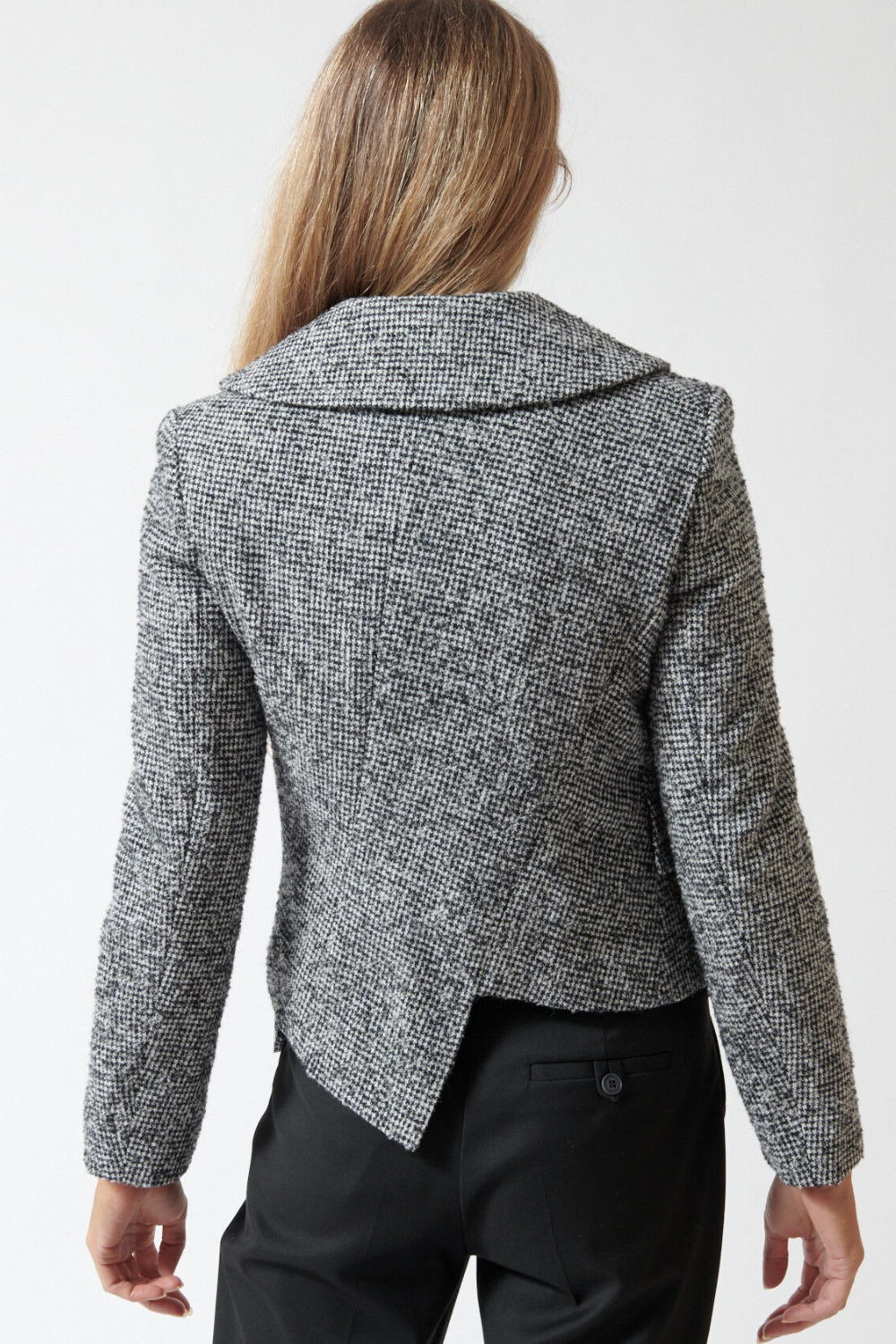 Mari wearing Comme des Garçons On An Angle Jacket rear view