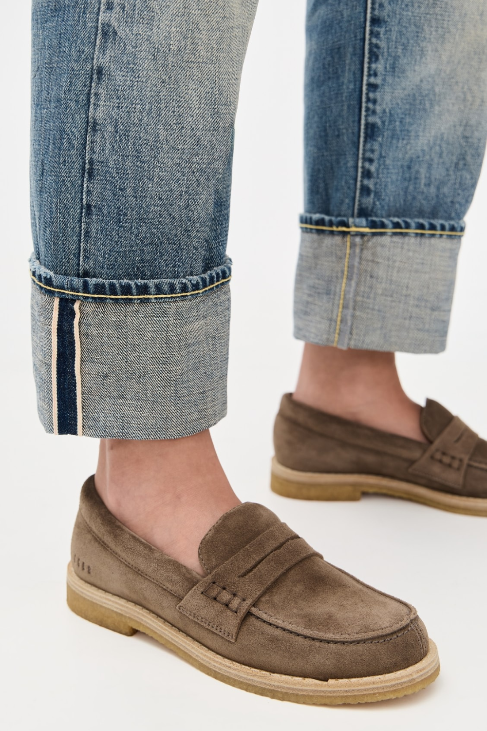 Model wearing  Golden Goose Jerry Loafer New Tongue front view