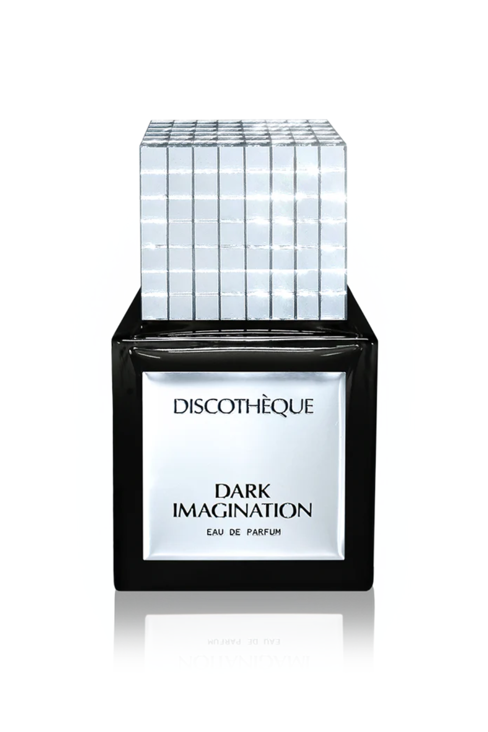 Flat lay of Discotheque Eau de Parfum 50ml / 1.7 fl oz Dark Imagination front view