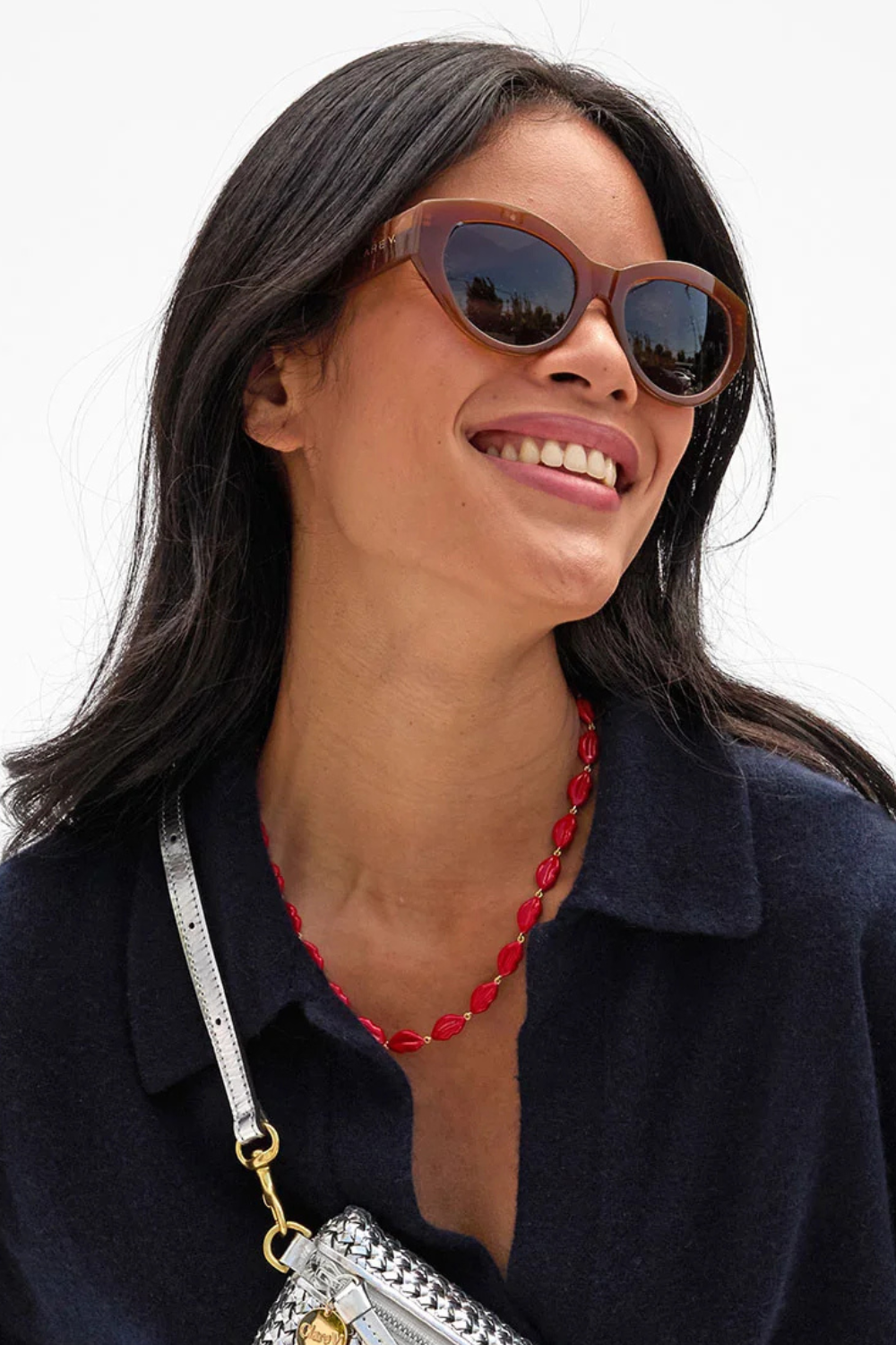 Model wearing Clare V. Sophia Sunglasses front view