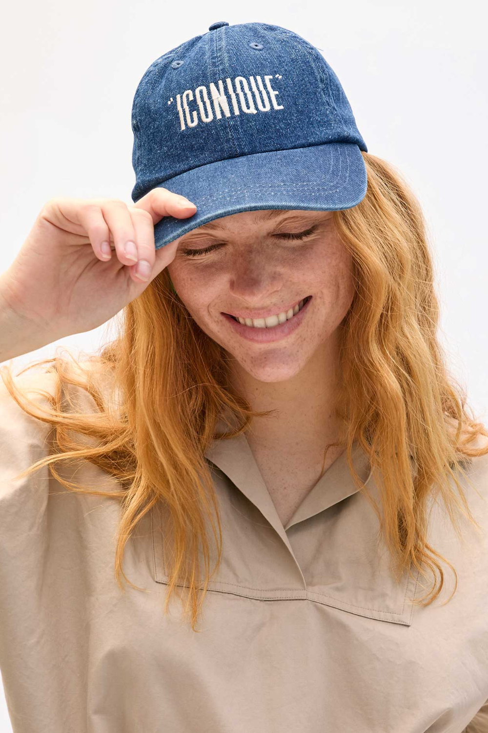 Model wearing Clare V. Baseball Hat front view