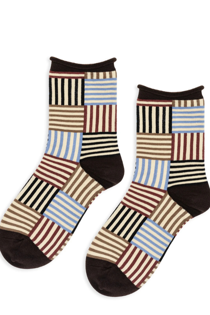 Flat lay of Hansel From Basel Striped Tile Crew FRONT VIEW