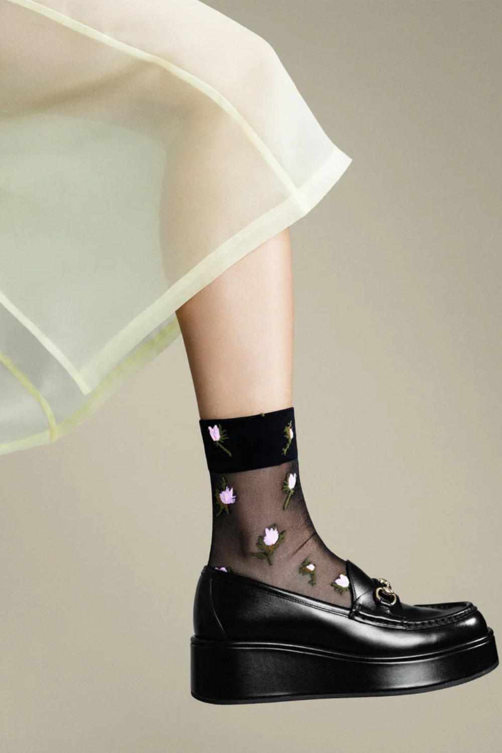 Model wearing Hansel From Basel Rosebud Sheer Crew