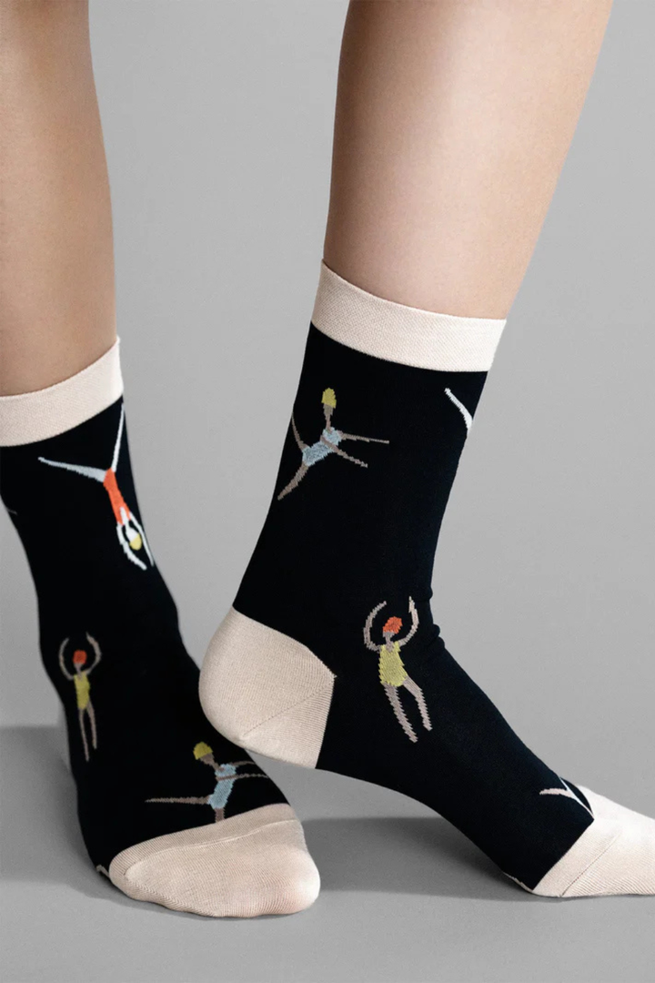 Model wearing Hansel From Basel Swimmer Crew front view