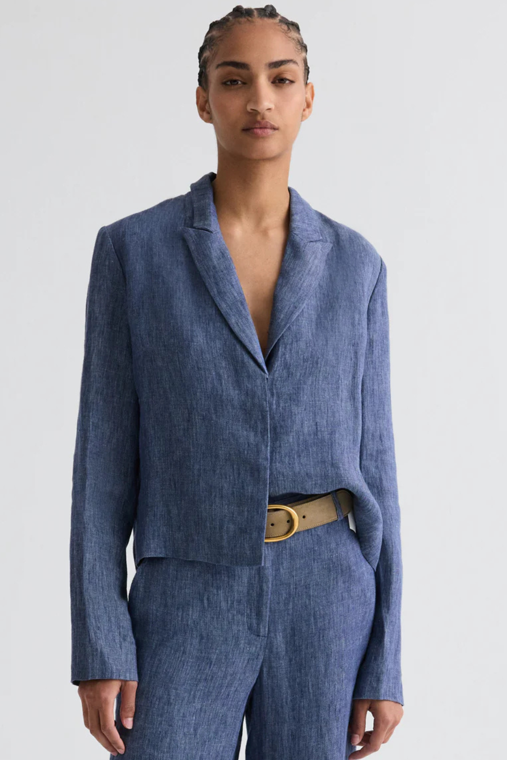 Model wearing TWP Lucy Jacket front view