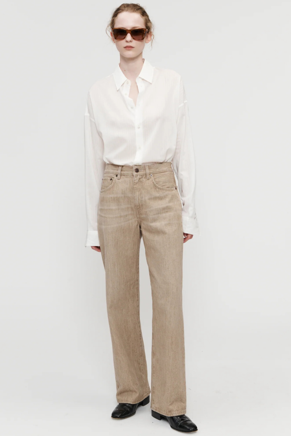 Model wearing 6397 Wide Jean front view