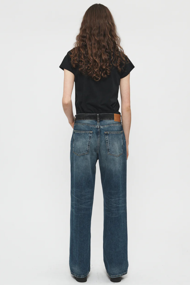 Model wearing 6397 Contrast WB Wide Jean rear view
