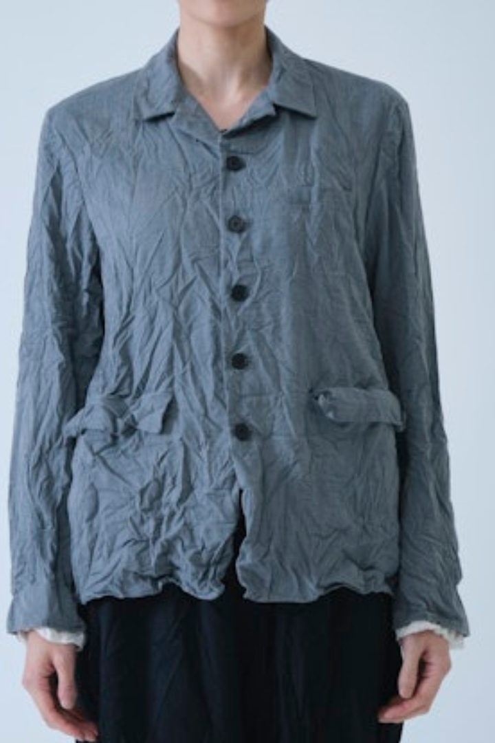 Model wearing Pas de Calais Wool Blend Twill Jacket front view