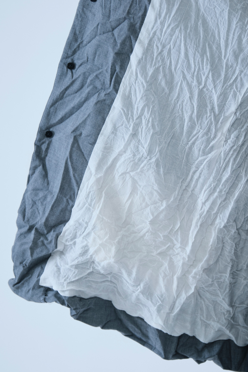 Model wearing Pas de Calais Wool Blend Twill Jacket inside/detail view