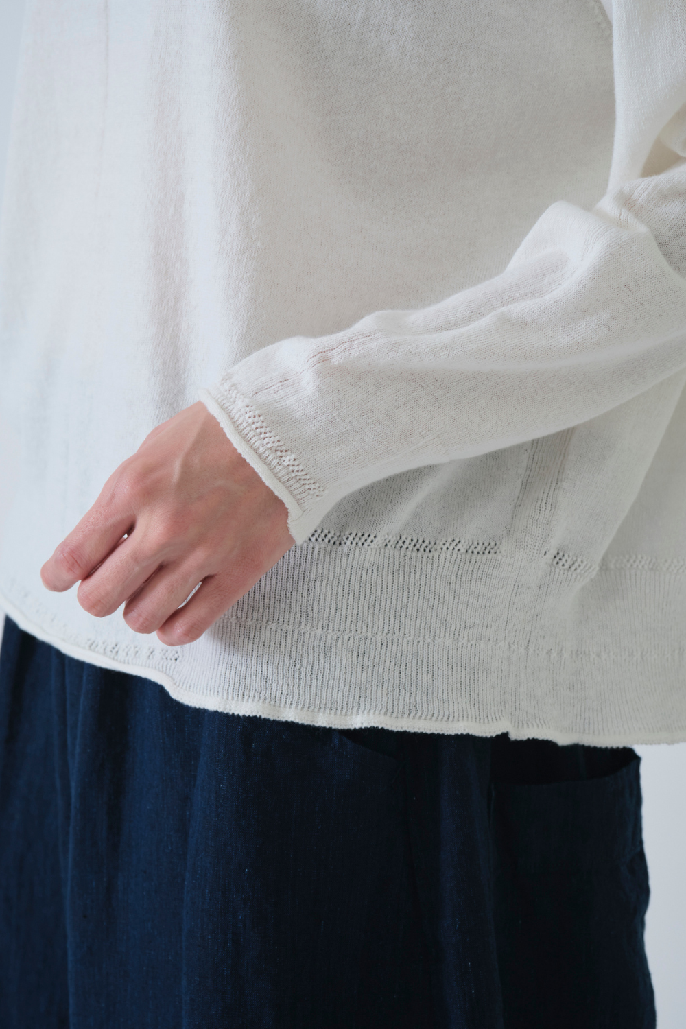 Pas de Calais Washable Cotton Linen Crew Neck Pullover