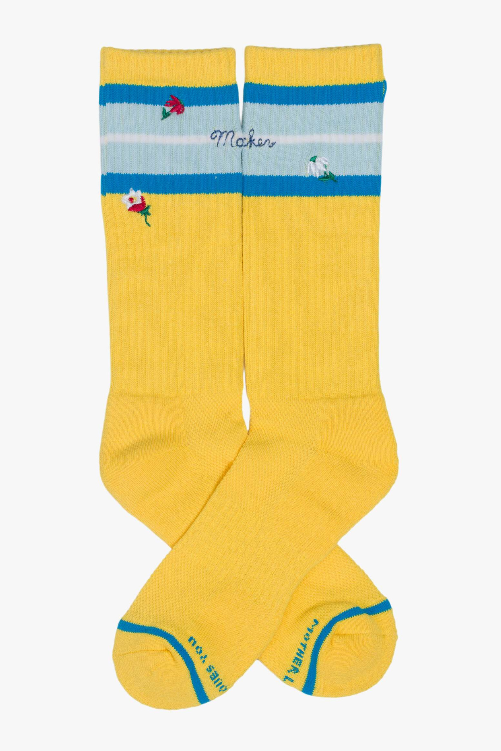 Flat lay of Mother The Half Calf Socks top view