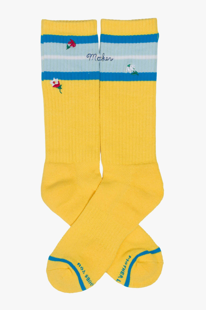 Flat lay of Mother The Half Calf Socks top view