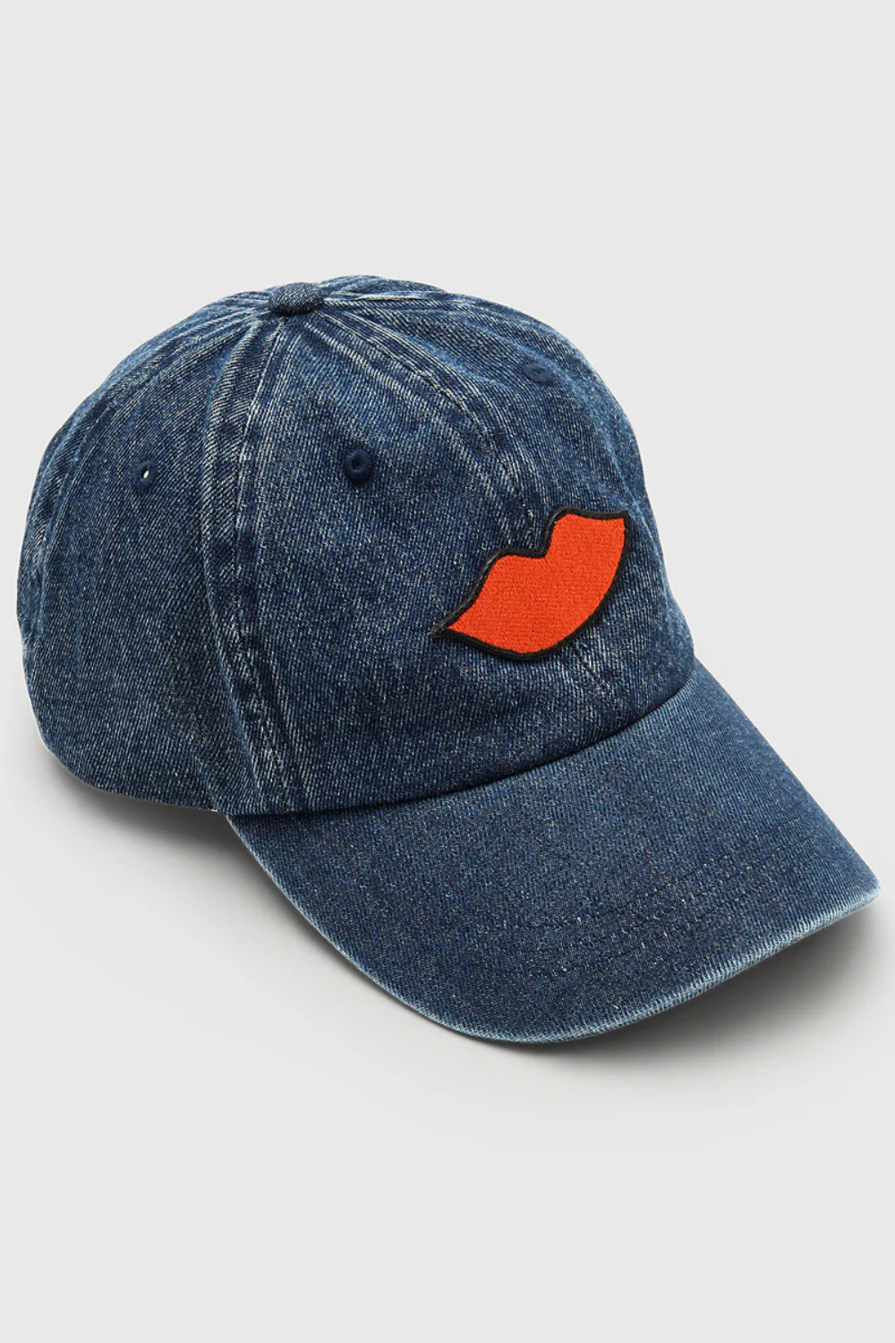 Flat lay of Clare V. Denim Baseball Hat front view