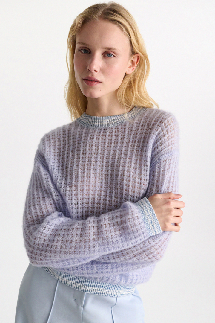 Model wearing Dorothee Schumacher Airy Softness Pullover front view