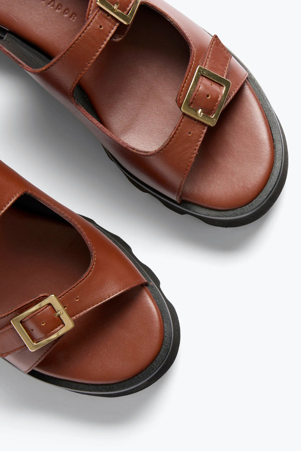 Flat lay of Frēda Salvador Mindy Lug Sole Buckle Sandal top view