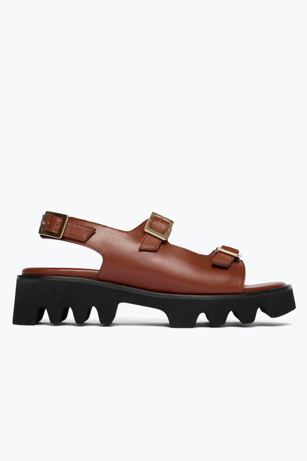 Flat lay of Frēda Salvador Mindy Lug Sole Buckle Sandal side view