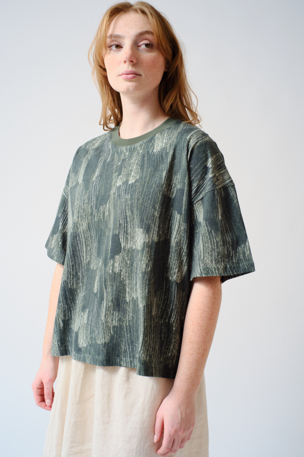Waverly wearing Kowtow Brushstroke Tee front view