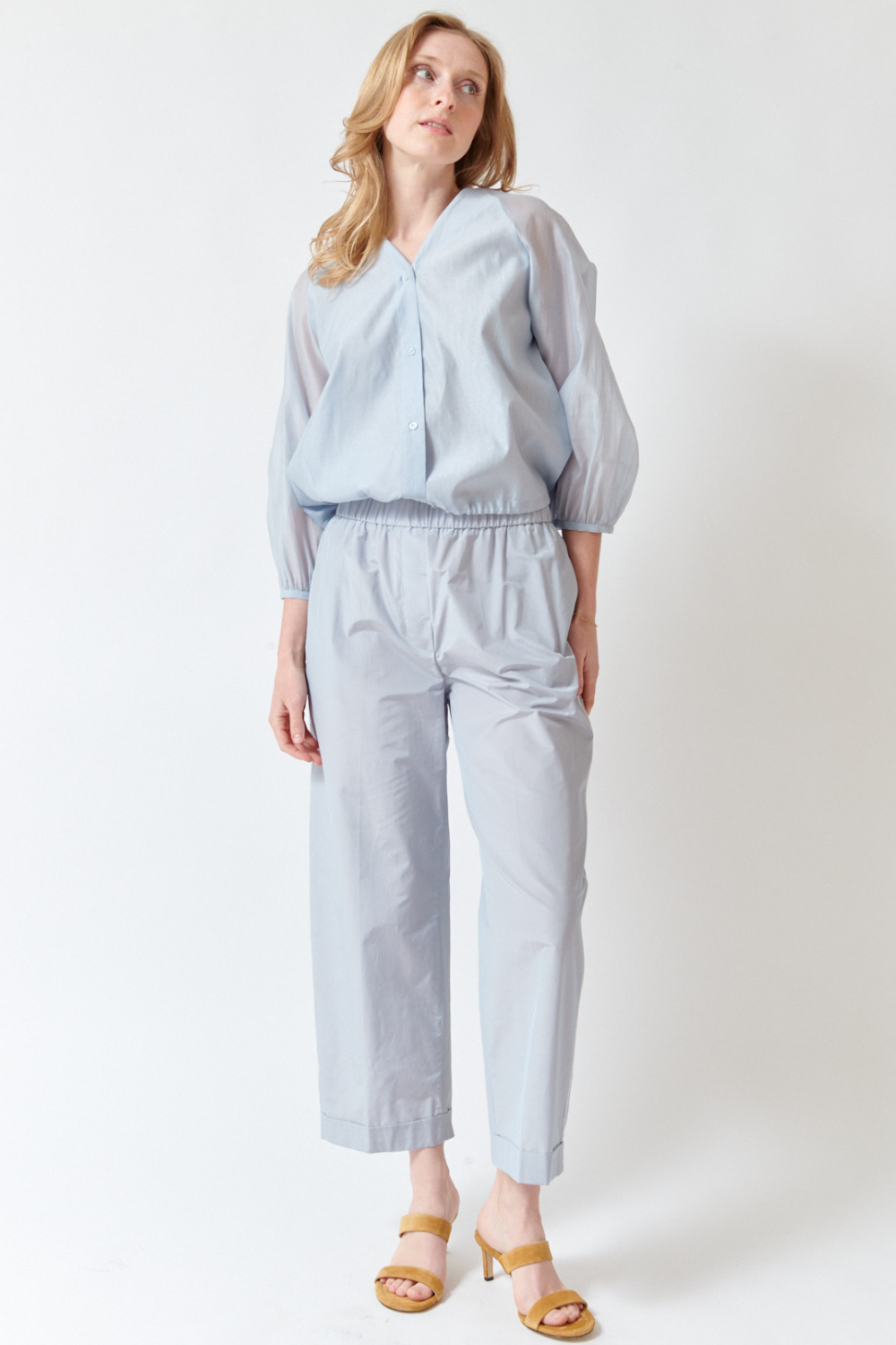 Madi wearing Peserico Technical Cotton Blend Pants front view