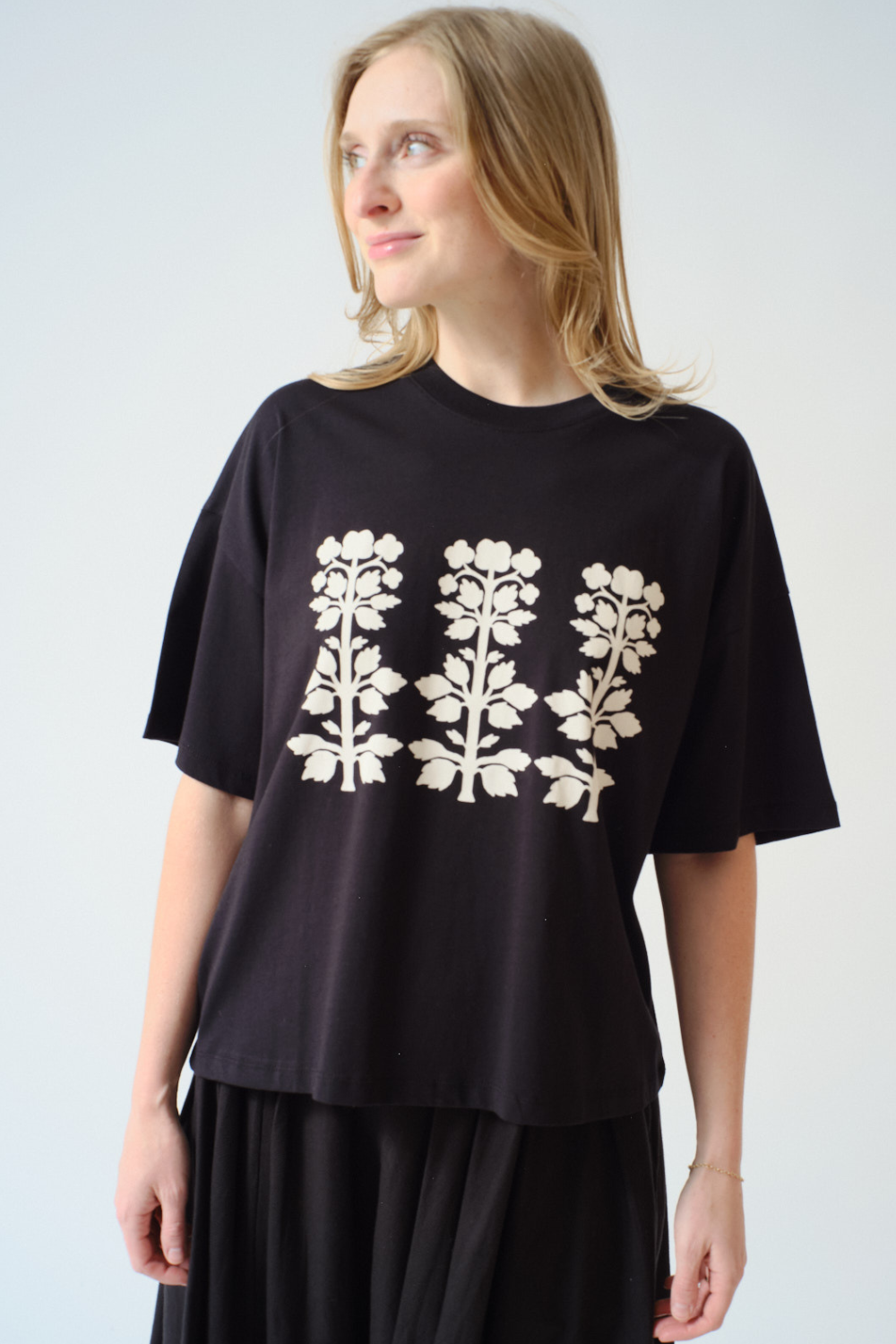 Madi wearing Kowtow Motif Tee front view
