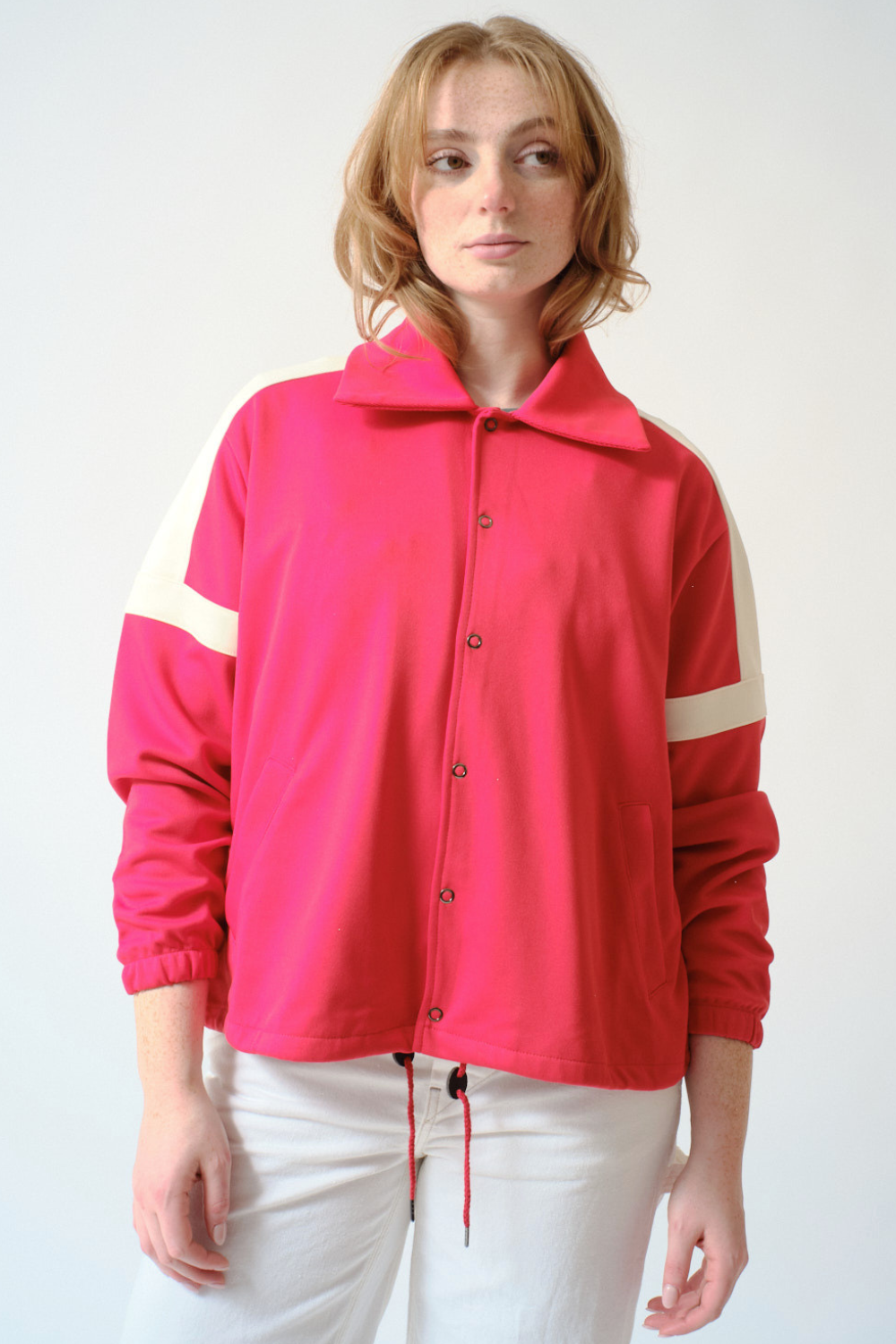 Waverly wearing The Great The Trainer Jacket front view