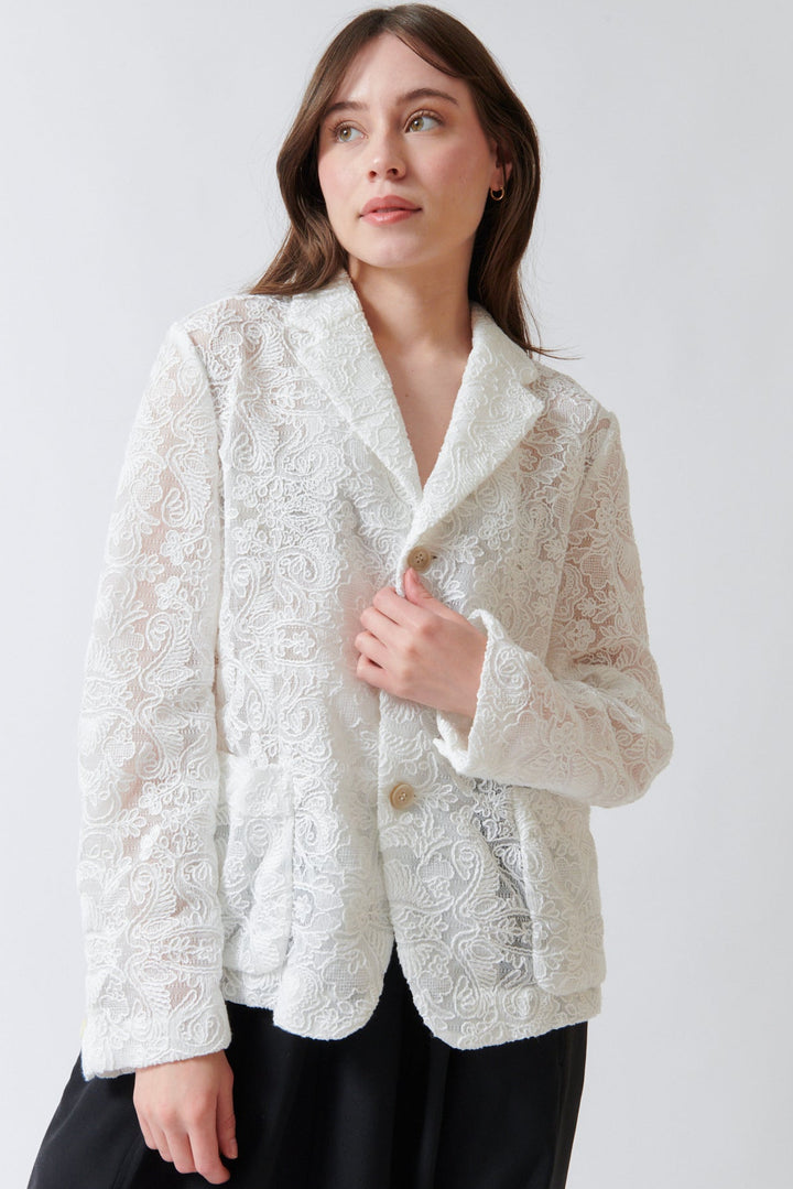 Angela wearing Comme des Garçons I Do Jacket front view