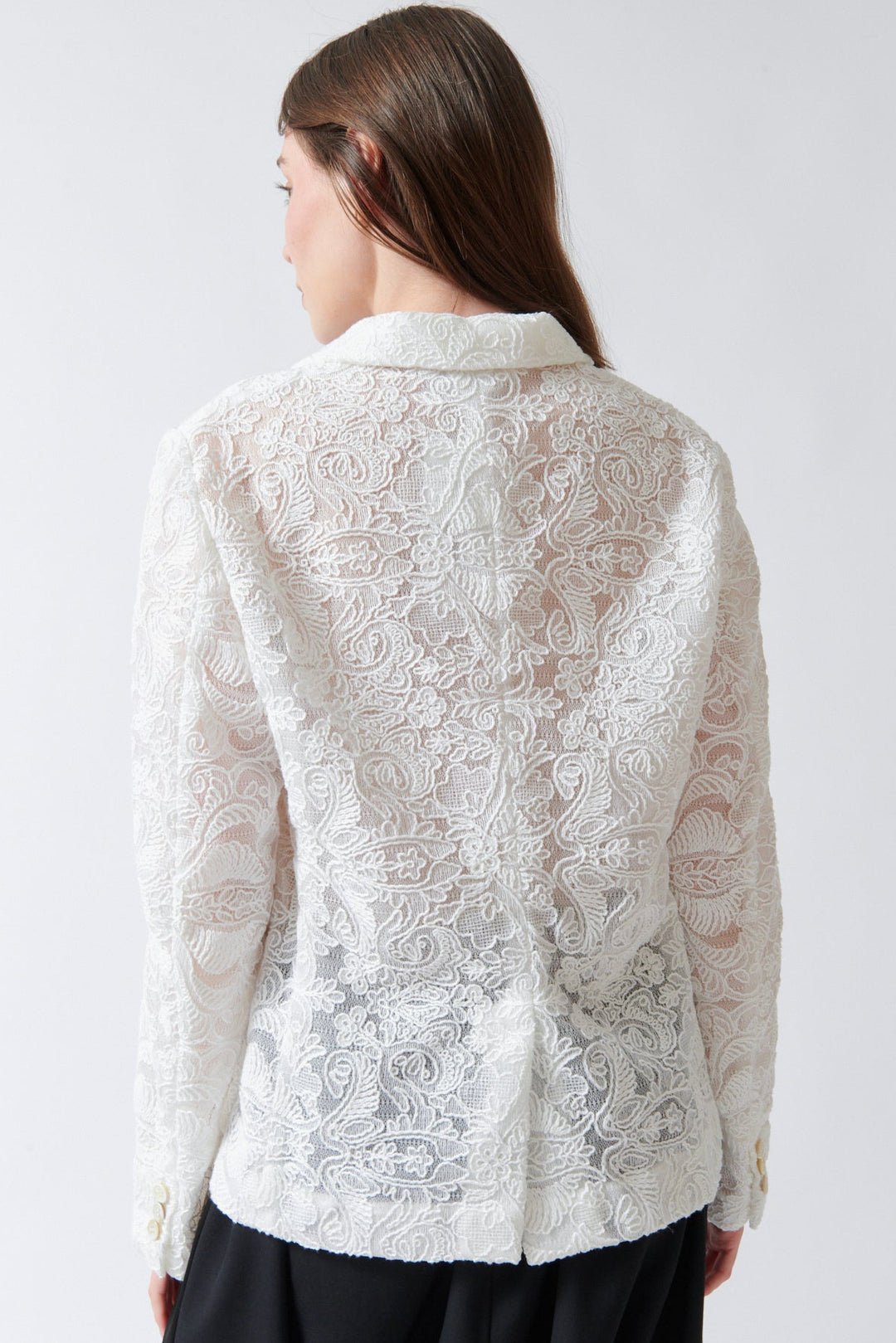 Angela wearing Comme des Garçons I Do Jacket rear view