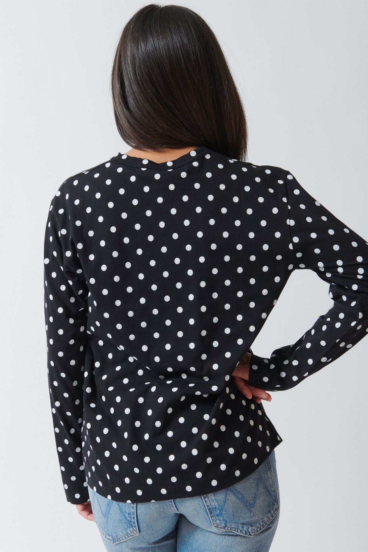 Comme des Garçons PLAY Red Heart Emblem Polka Dot Long Sleeve Tee