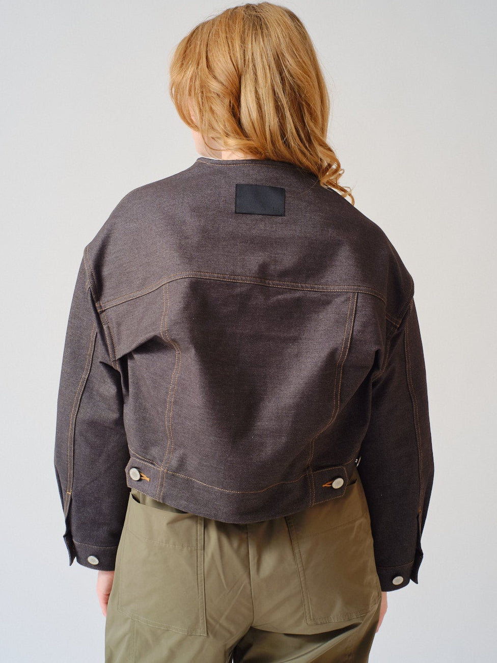 Waverly wearing COG The Big Smoke Nikki Collarless Jacket rear view