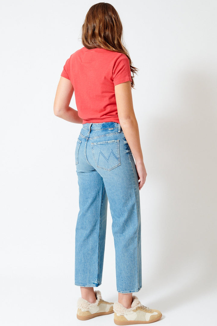Julia wearing Mother Denim The Dodger Flood rear view