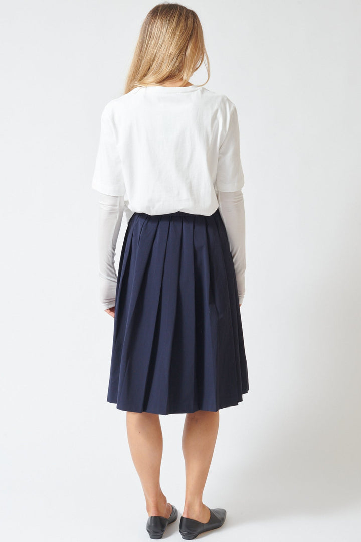 Mari wearing ELEH Drawstring Pleat Skirt rear view