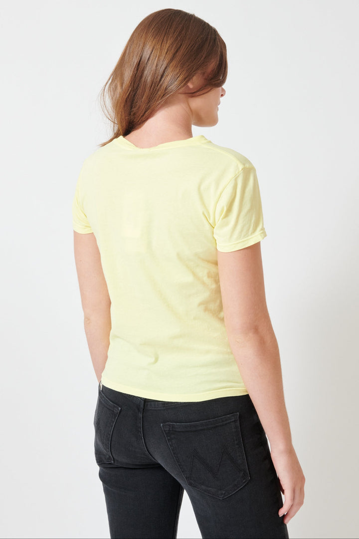 Julia wearing Mother Denim The Lil Goodie Goodie rear view